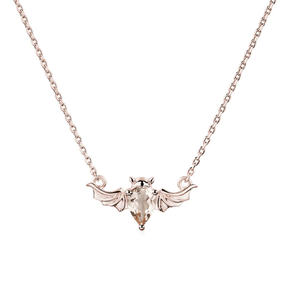 Morganite Bat Wing Necklace - LUO Jewelry #metal_14k rose gold