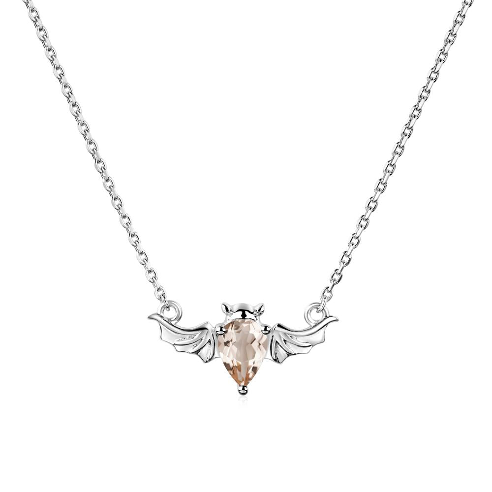 Morganite Bat Wing Necklace - LUO Jewelry #metal_14k white gold