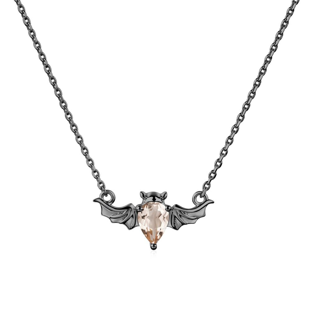 Morganite Bat Wing Necklace - LUO Jewelry #metal_black finish sterling silver