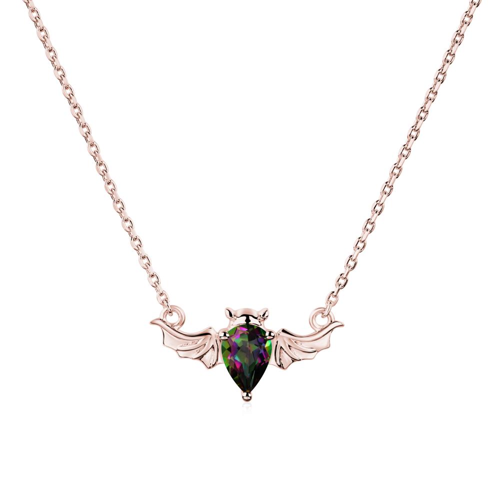 Mystic Topaz Gothic Bat Necklace - LUO Jewelry #metal_18k rose gold