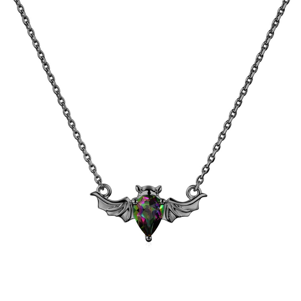 Mystic Topaz Gothic Bat Necklace - LUO Jewelry #metal_black finish sterling silver