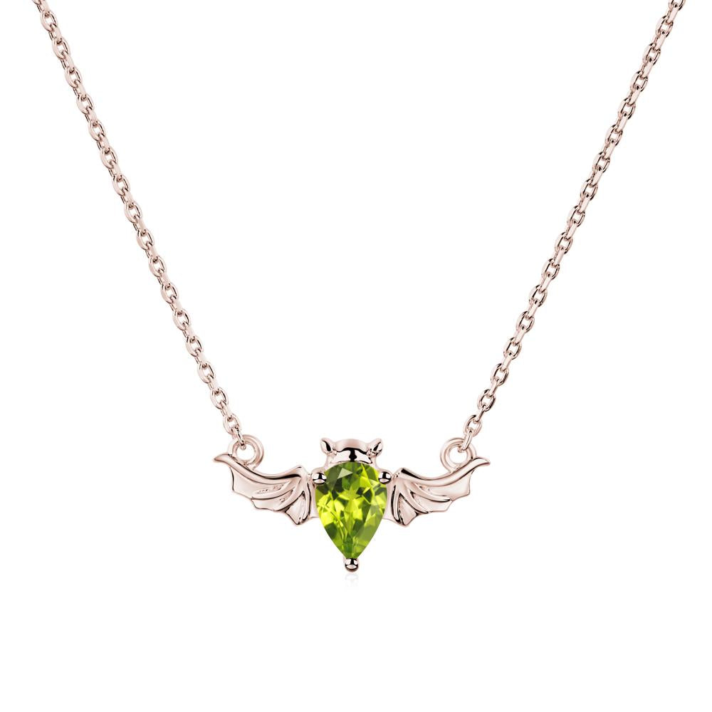 Peridot Bat Necklace - LUO Jewelry #metal_14k rose gold