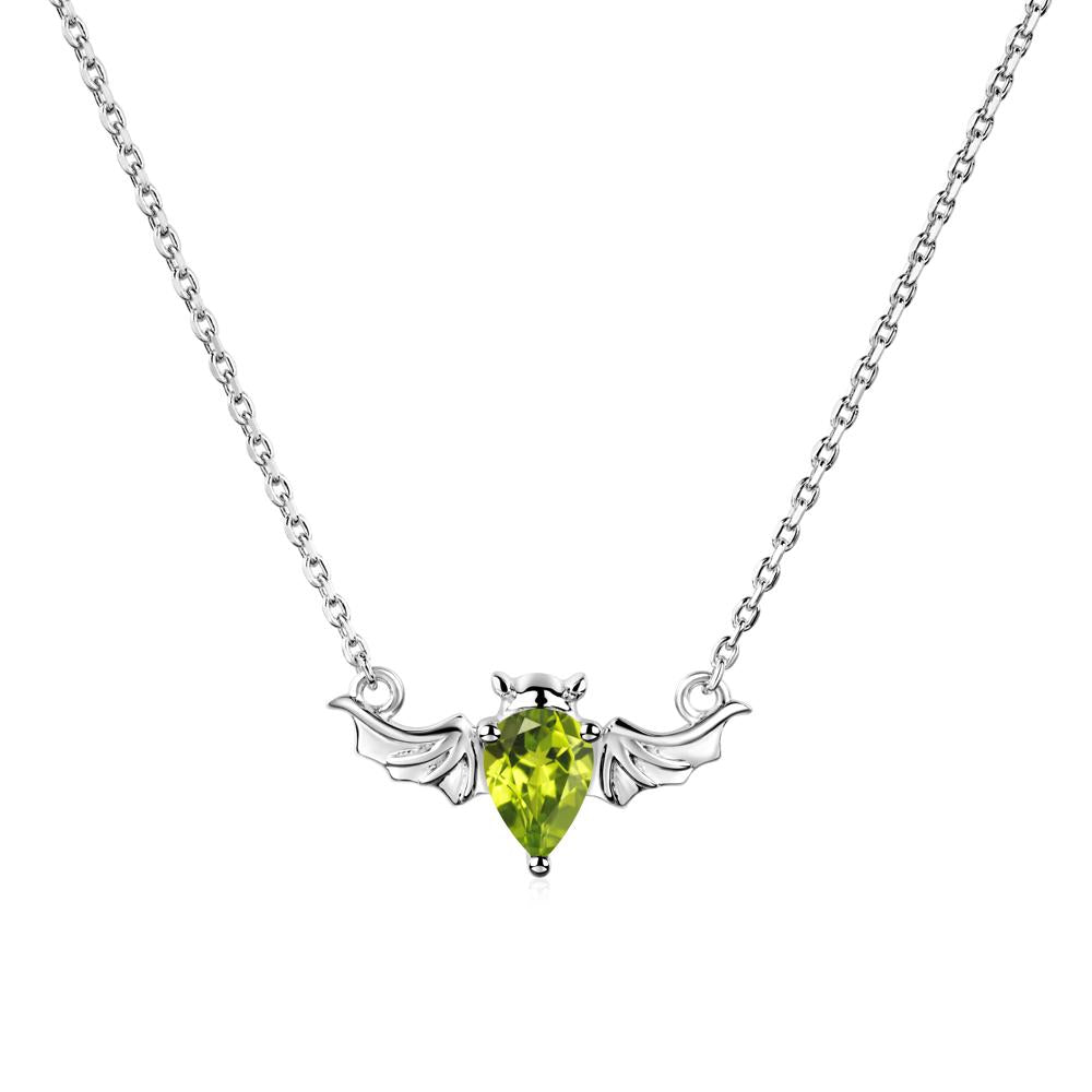 Peridot Bat Necklace - LUO Jewelry #metal_14k white gold