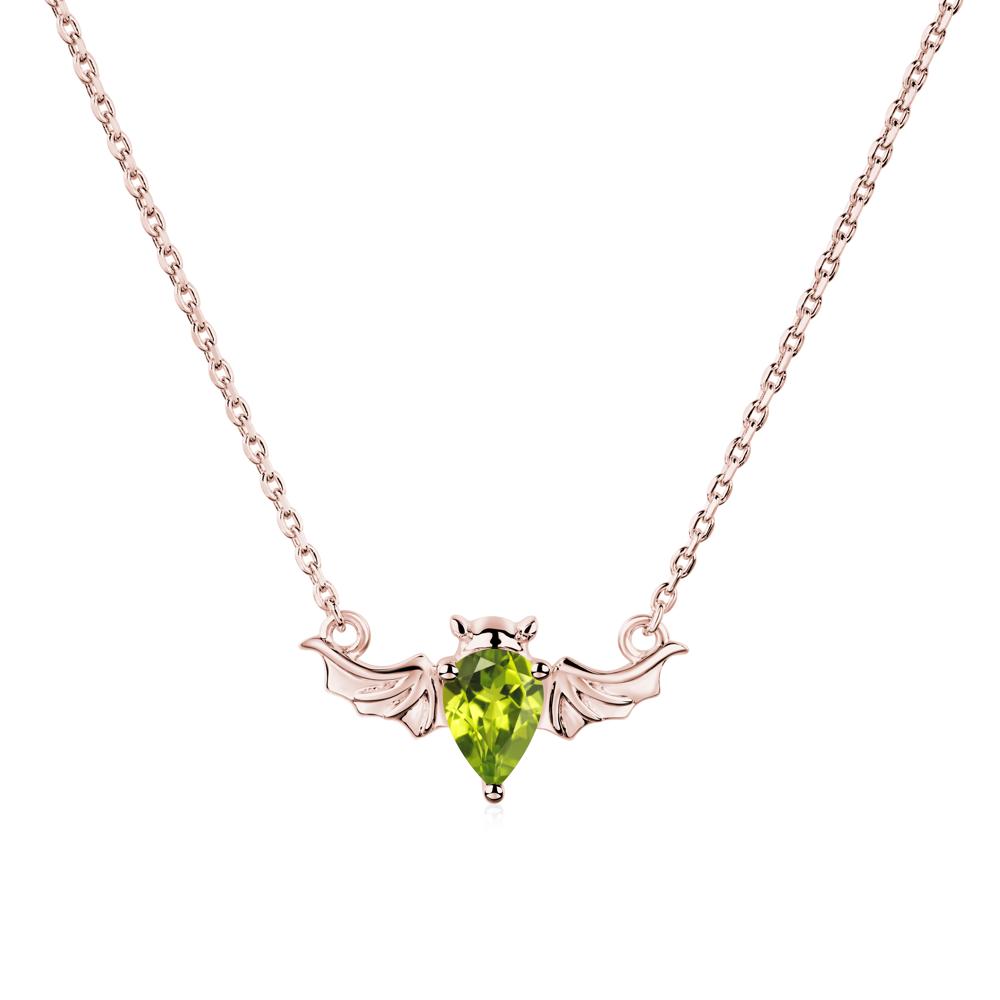 Peridot Bat Necklace - LUO Jewelry #metal_18k rose gold