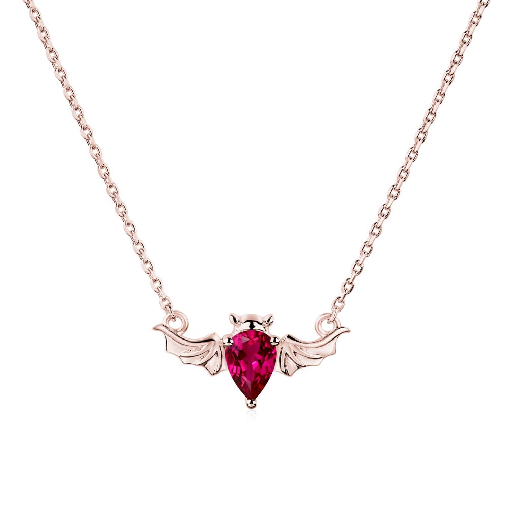 Ruby Gothic Bat Necklace - LUO Jewelry #metal_18k rose gold