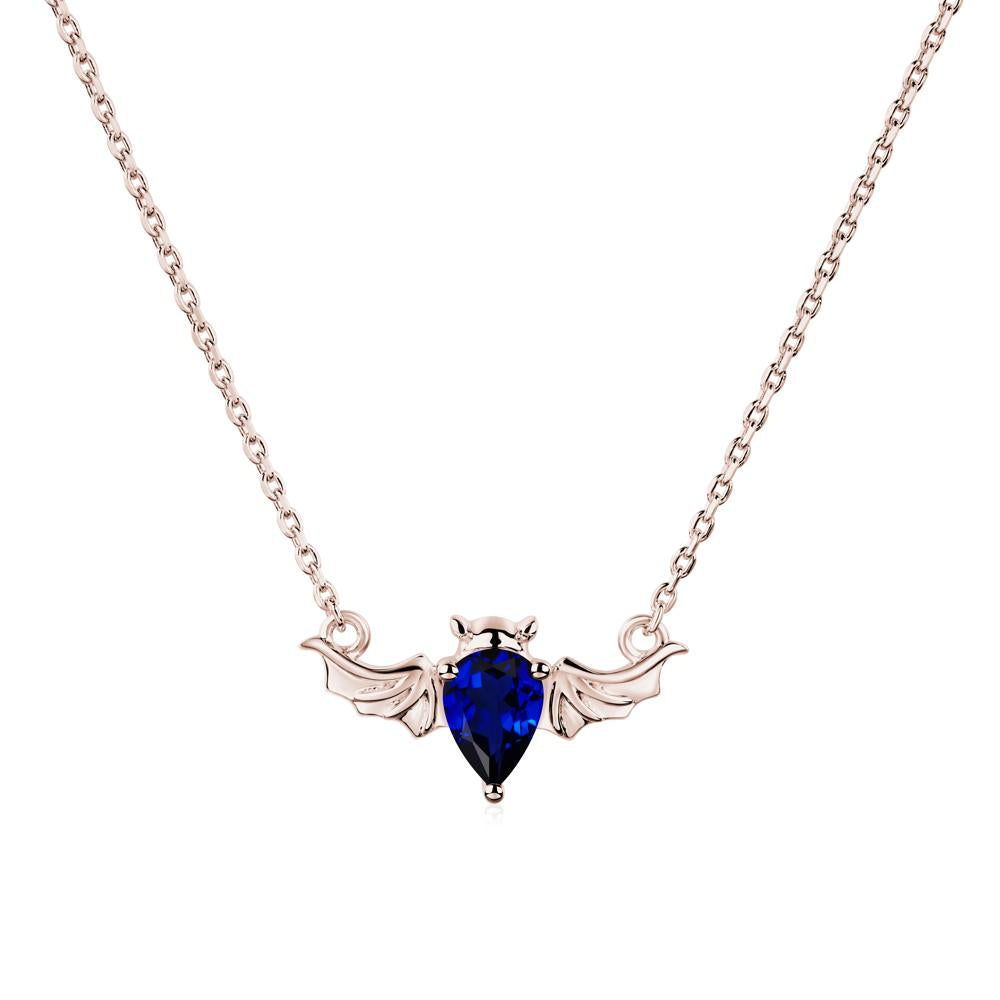 Sapphire Bat Necklace Pendant - LUO Jewelry #metal_14k rose gold