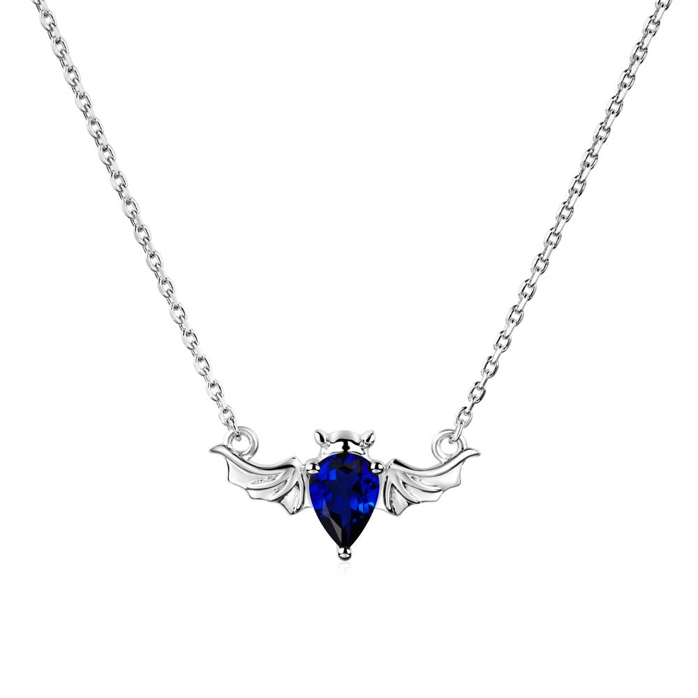 Sapphire Bat Necklace Pendant - LUO Jewelry #metal_14k white gold