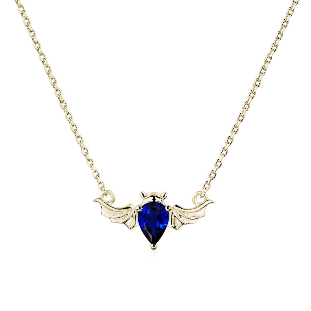 Sapphire Bat Necklace Pendant - LUO Jewelry #metal_14k yellow gold