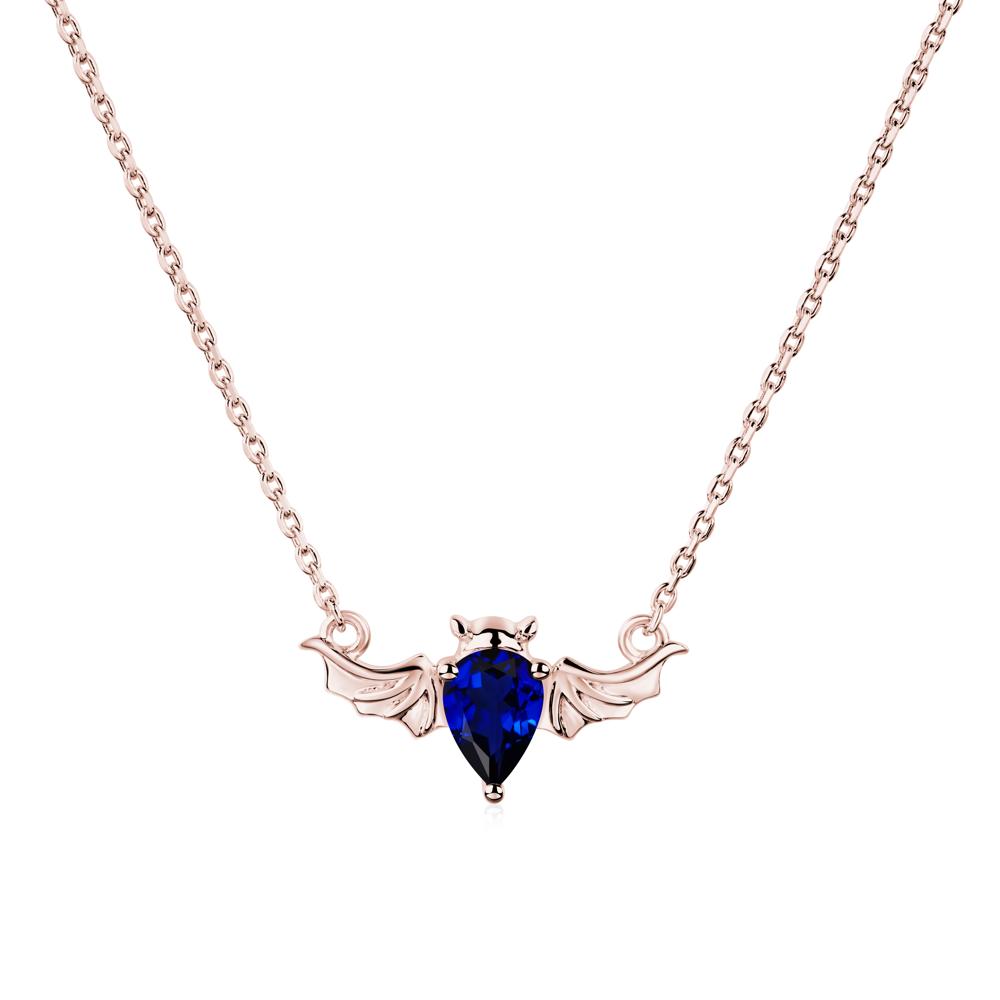 Sapphire Bat Necklace Pendant - LUO Jewelry #metal_18k rose gold