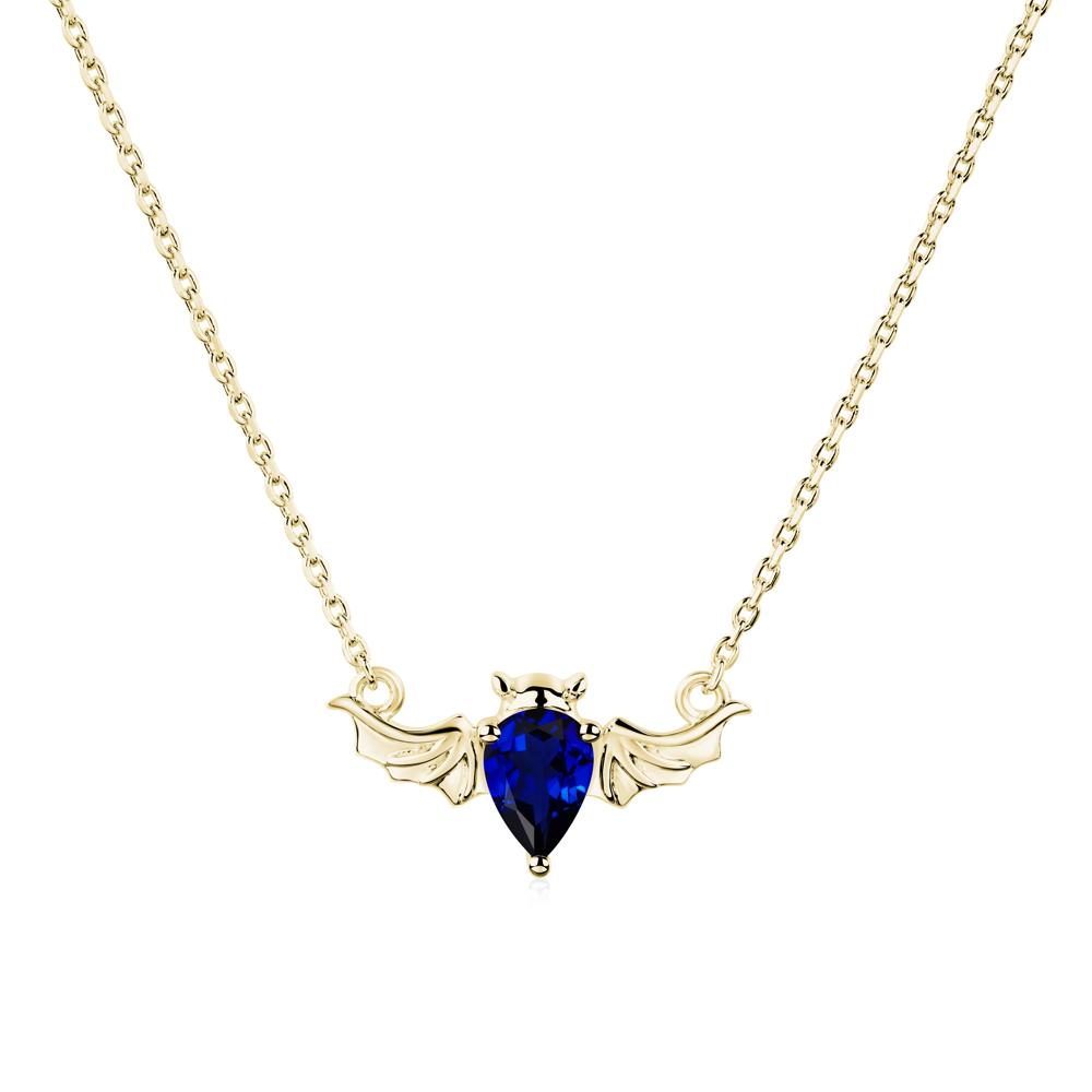 Sapphire Bat Necklace Pendant - LUO Jewelry #metal_18k yellow gold