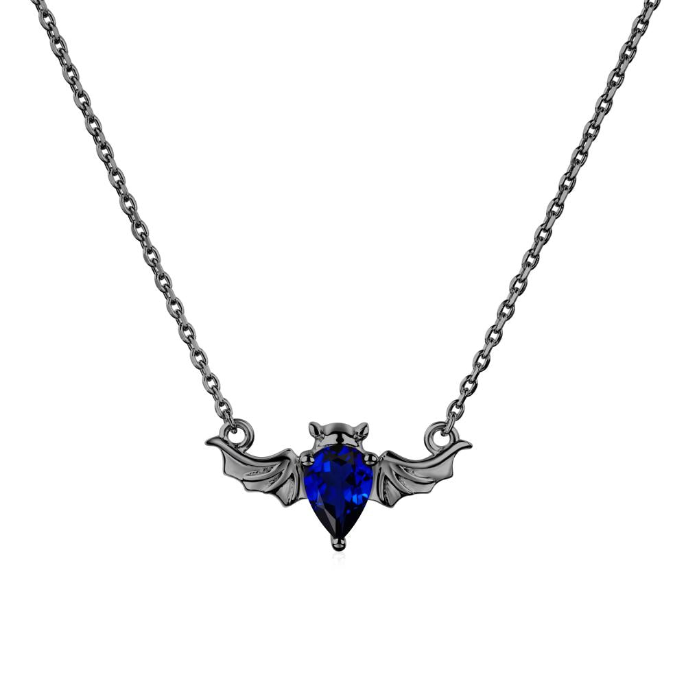 Sapphire Bat Necklace Pendant - LUO Jewelry #metal_black finish sterling silver