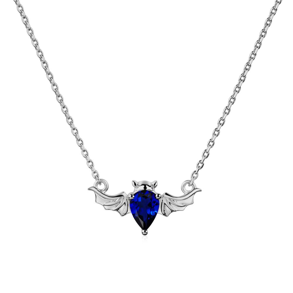 Sapphire Bat Necklace Pendant - LUO Jewelry #metal_platinum