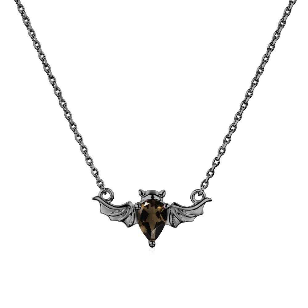 Smoky Quartz Bat Necklace - LUO Jewelry #metal_black finish sterling silver