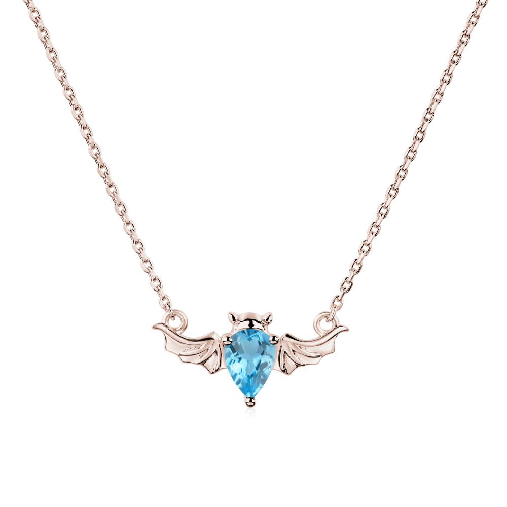 Swiss Blue Topaz Bat Wing Necklace - LUO Jewelry #metal_14k rose gold