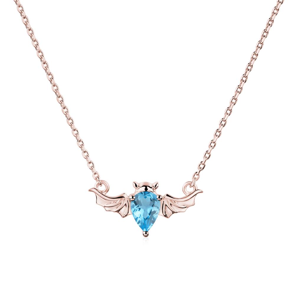 Swiss Blue Topaz Bat Wing Necklace - LUO Jewelry #metal_18k rose gold