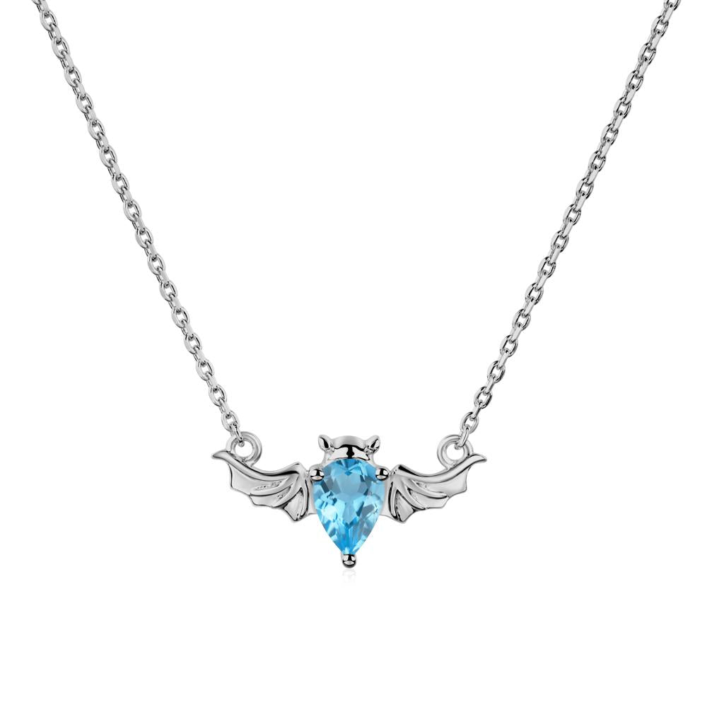 Swiss Blue Topaz Bat Wing Necklace - LUO Jewelry #metal_platinum