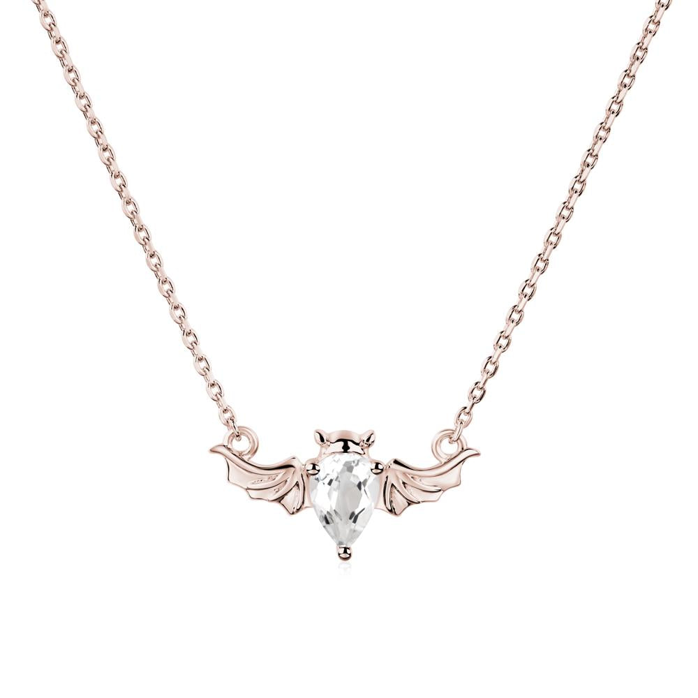 White Topaz Gothic Bat Necklace - LUO Jewelry #metal_14k rose gold