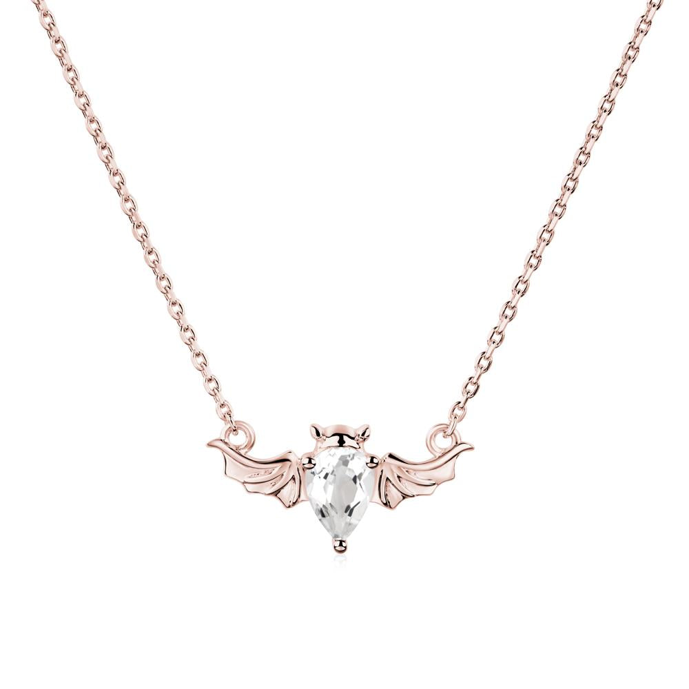 White Topaz Gothic Bat Necklace - LUO Jewelry #metal_18k rose gold