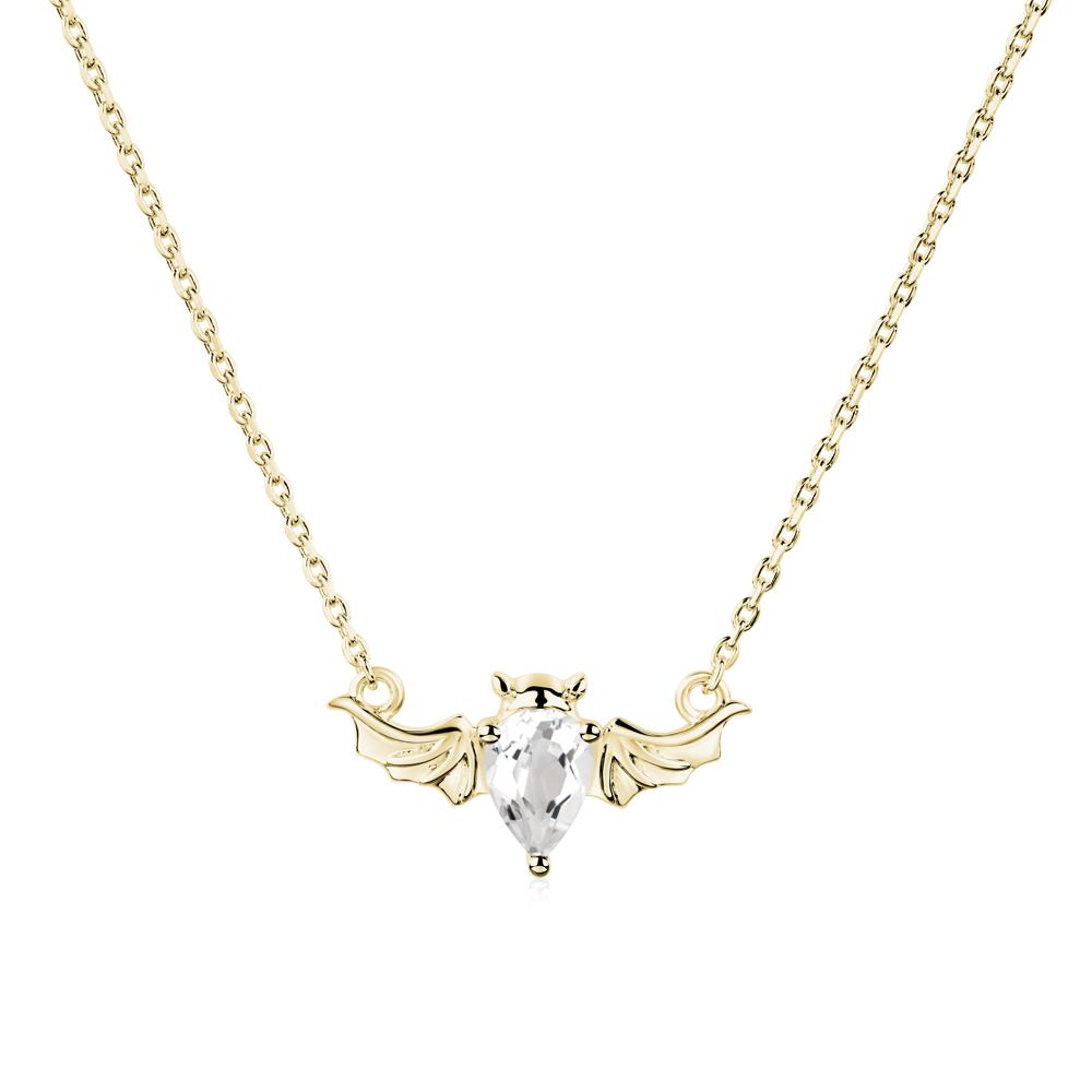 White Topaz Gothic Bat Necklace - LUO Jewelry #metal_18k yellow gold