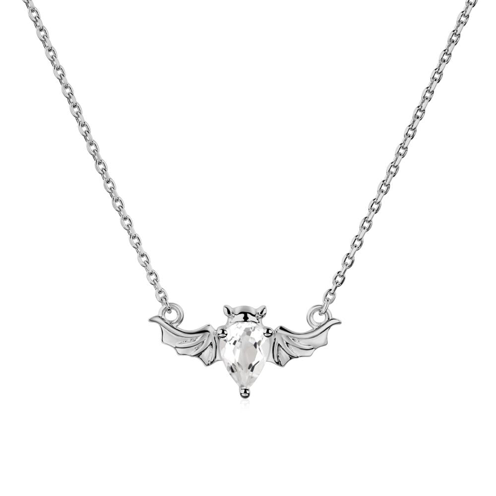 White Topaz Gothic Bat Necklace - LUO Jewelry #metal_platinum