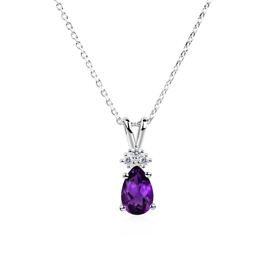 Pear Shaped Amethyst Necklace - LUO Jewelry #metal_14k white gold