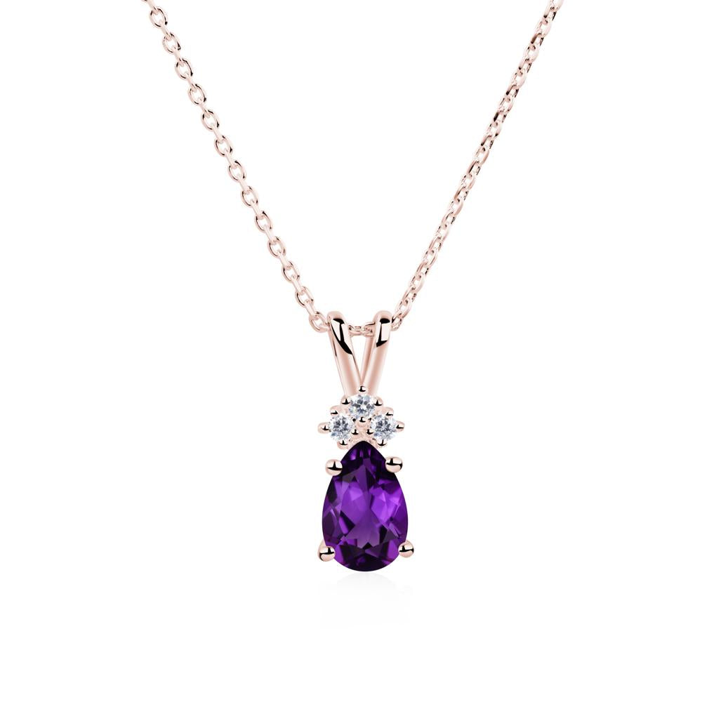 Pear Shaped Amethyst Necklace - LUO Jewelry #metal_18k rose gold