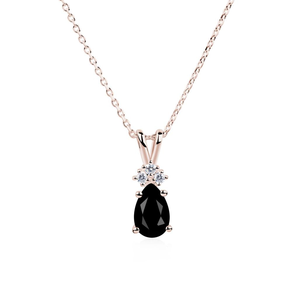 Pear Shaped Black Spinel Necklace - LUO Jewelry #metal_14k rose gold