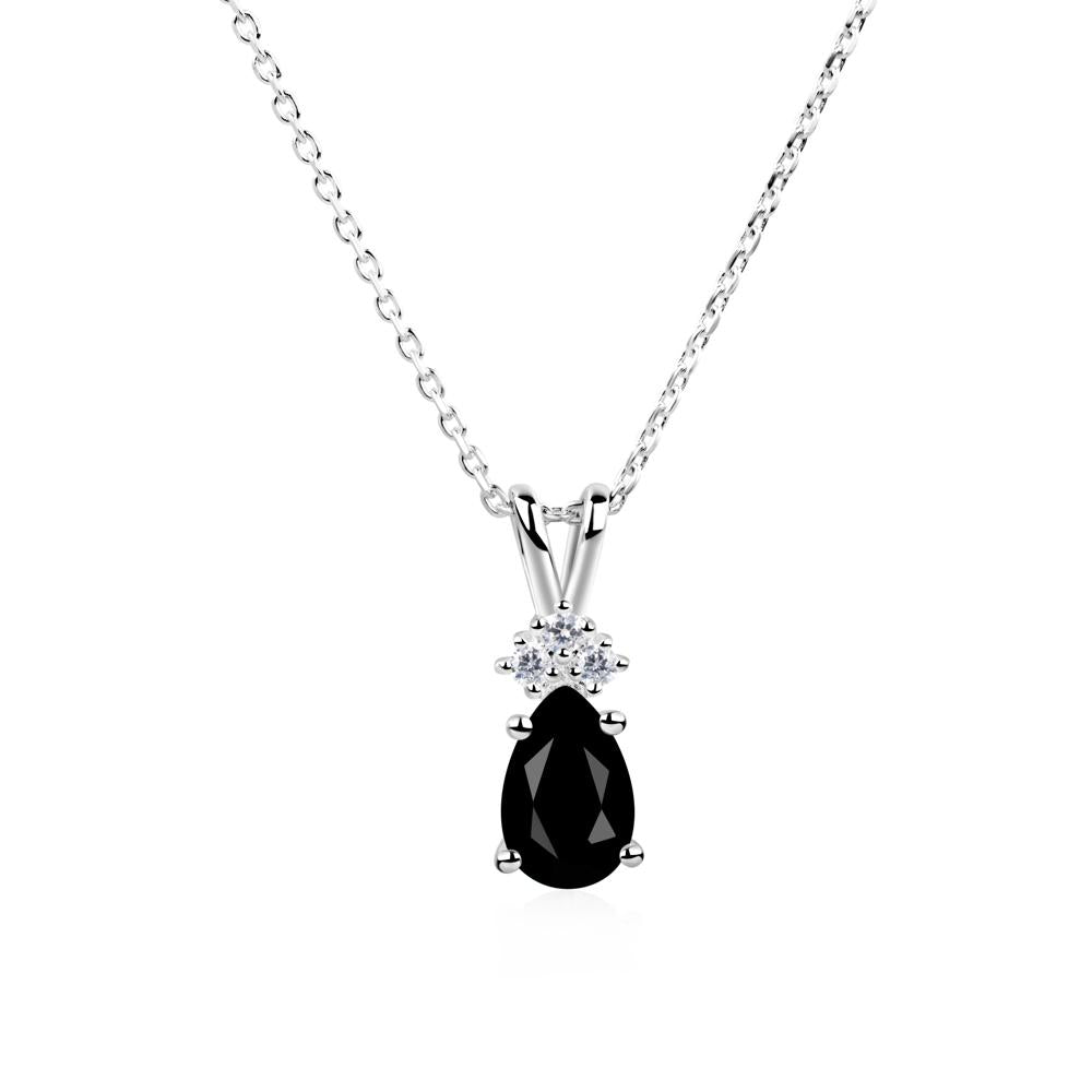 Pear Shaped Black Spinel Necklace - LUO Jewelry #metal_14k white gold