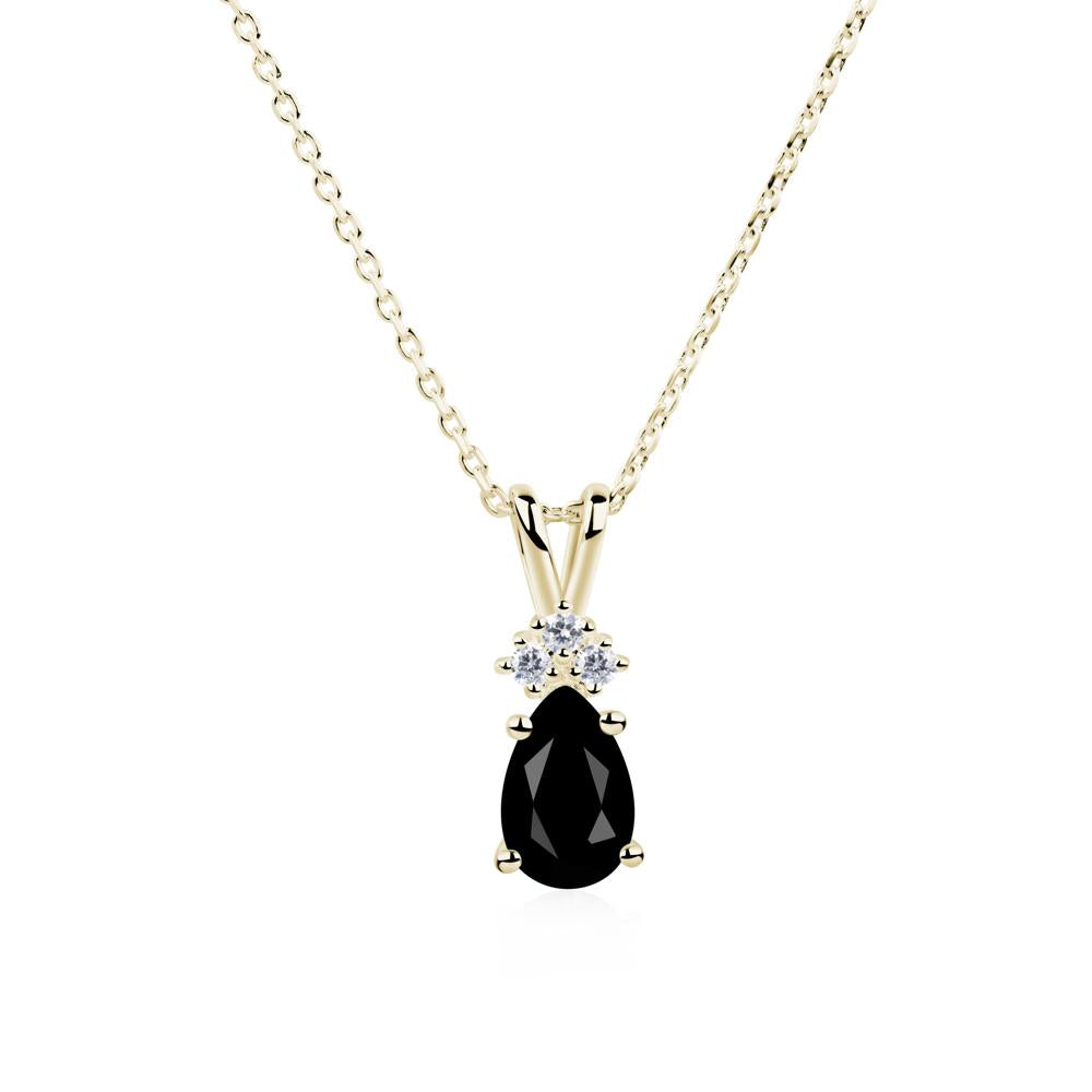 Pear Shaped Black Spinel Necklace - LUO Jewelry #metal_14k yellow gold