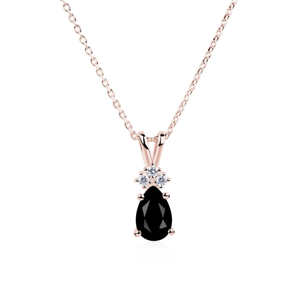 Pear Shaped Black Spinel Necklace - LUO Jewelry #metal_18k rose gold