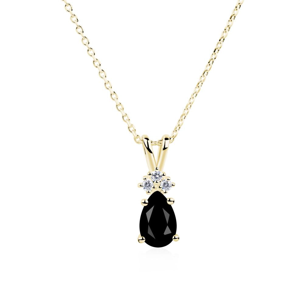 Pear Shaped Black Spinel Necklace - LUO Jewelry #metal_18k yellow gold