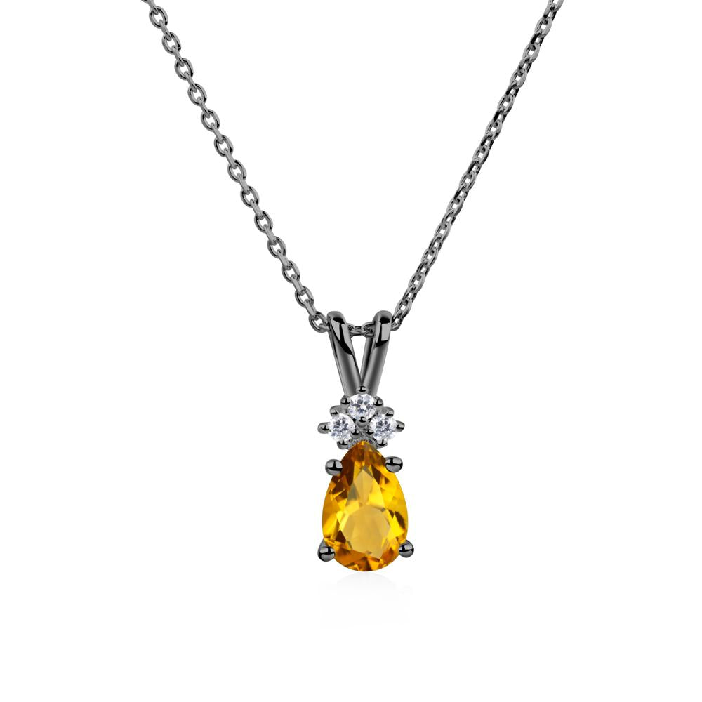 Pear Shaped Citrine Necklace - LUO Jewelry #metal_black finish sterling silver