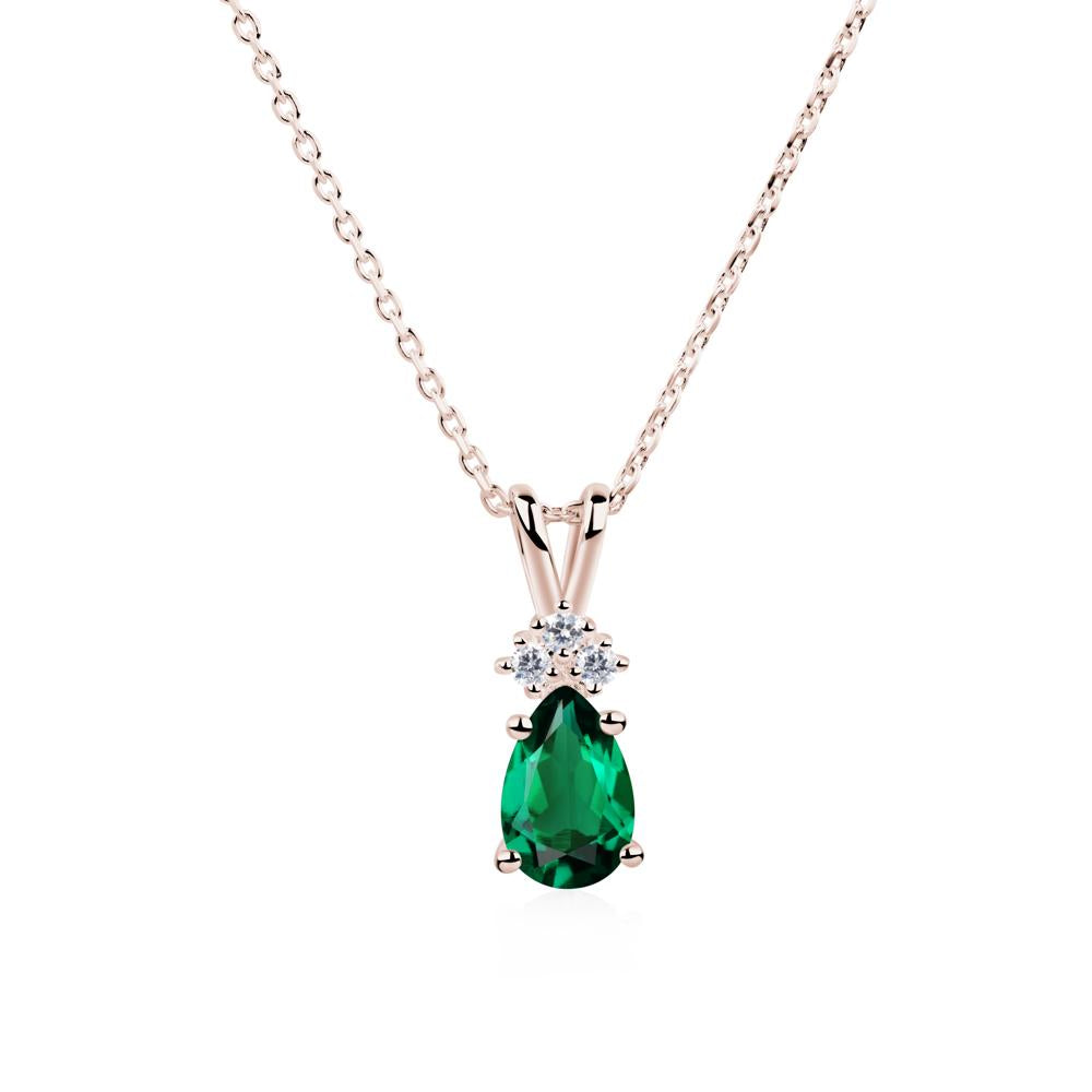 Pear Shaped Emerald Necklace - LUO Jewelry #metal_14k rose gold