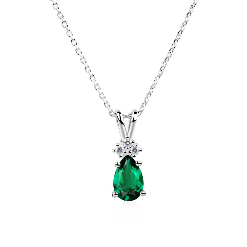 Pear Shaped Emerald Necklace - LUO Jewelry #metal_14k white gold