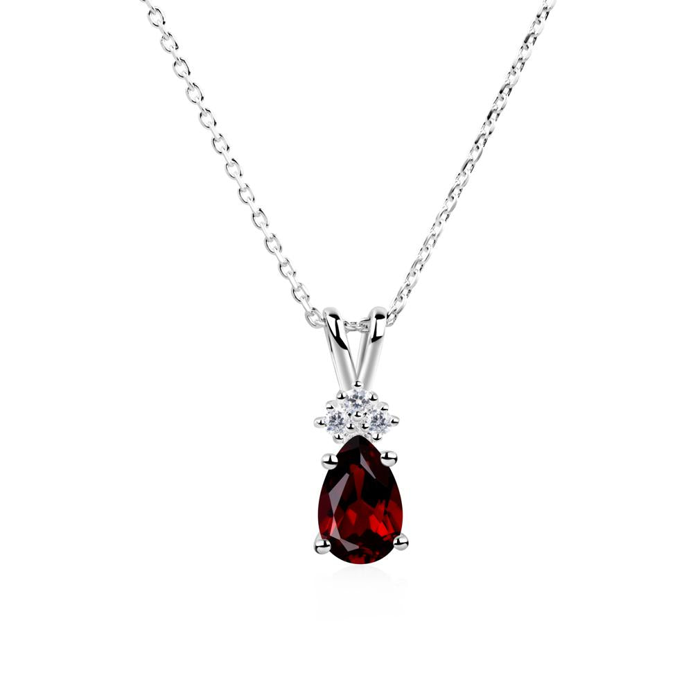 Pear Shaped Garnet Necklace - LUO Jewelry #metal_14k white gold