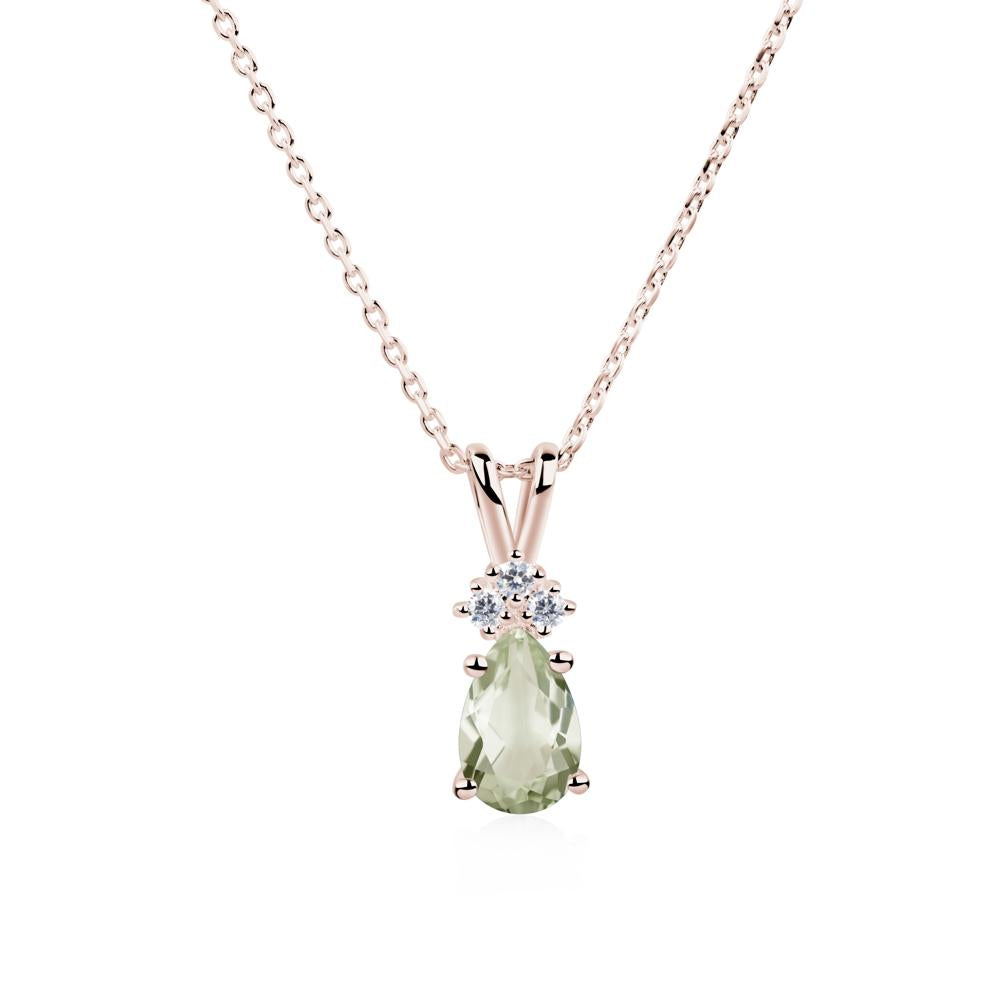 Pear Shaped Green Amethyst Necklace - LUO Jewelry #metal_14k rose gold