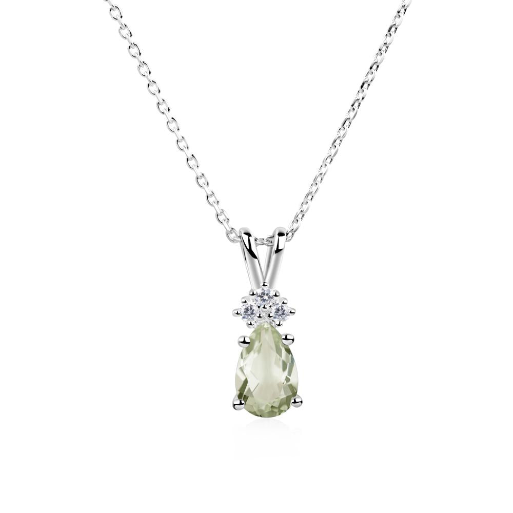 Pear Shaped Green Amethyst Necklace - LUO Jewelry #metal_14k white gold