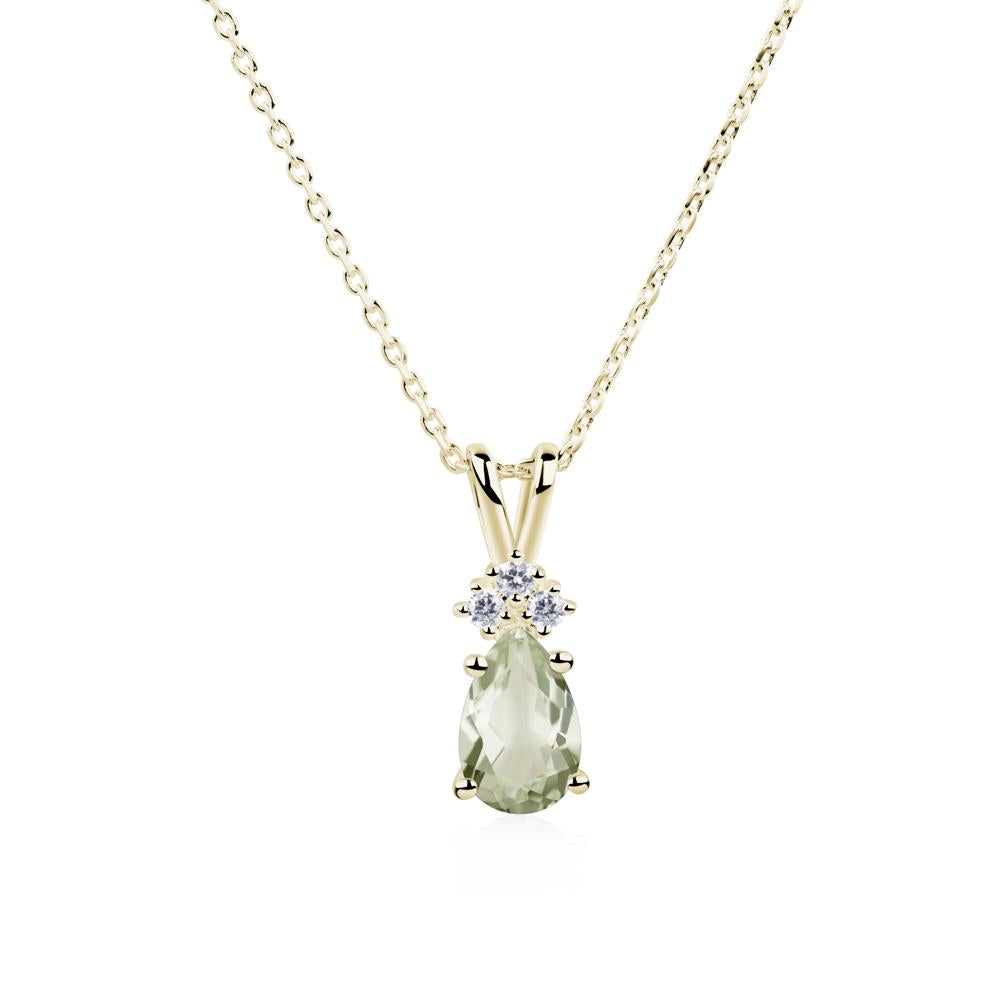 Pear Shaped Green Amethyst Necklace - LUO Jewelry #metal_14k yellow gold