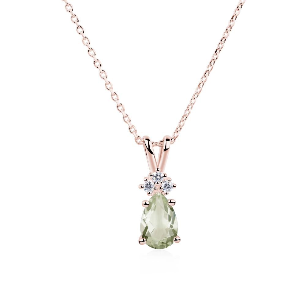 Pear Shaped Green Amethyst Necklace - LUO Jewelry #metal_18k rose gold