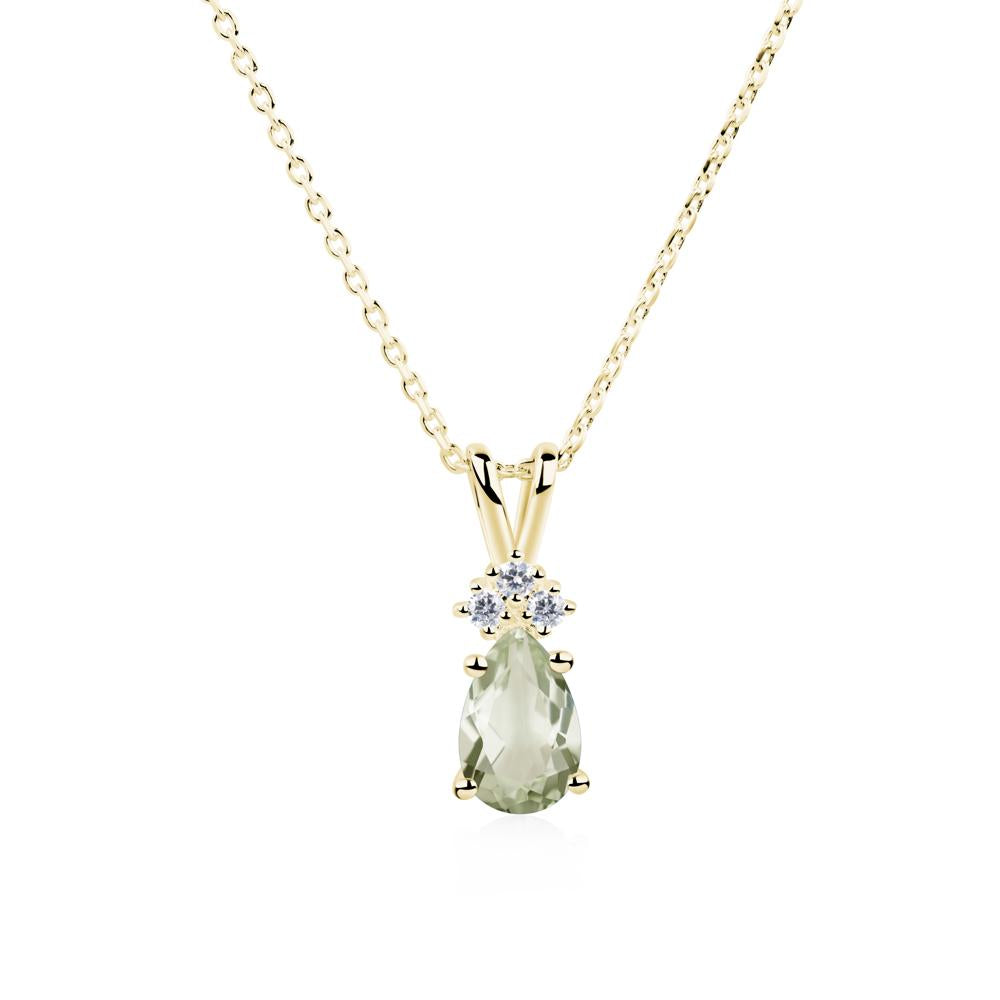 Pear Shaped Green Amethyst Necklace - LUO Jewelry #metal_18k yellow gold