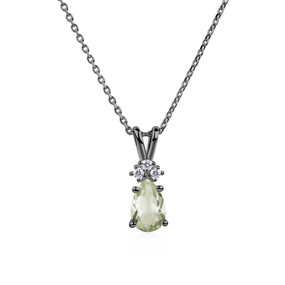 Pear Shaped Green Amethyst Necklace - LUO Jewelry #metal_black finish sterling silver