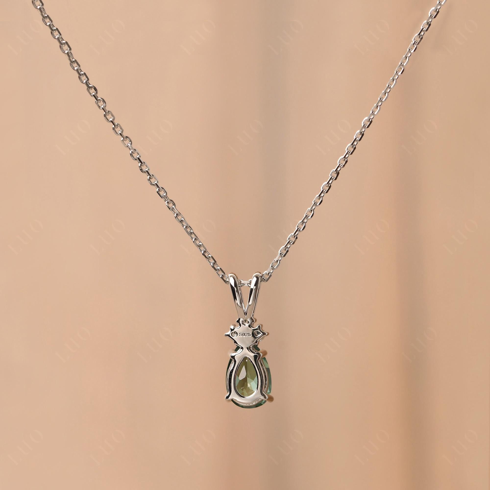 Teardrop Green Sapphire Necklace Rose Gold - LUO Jewelry