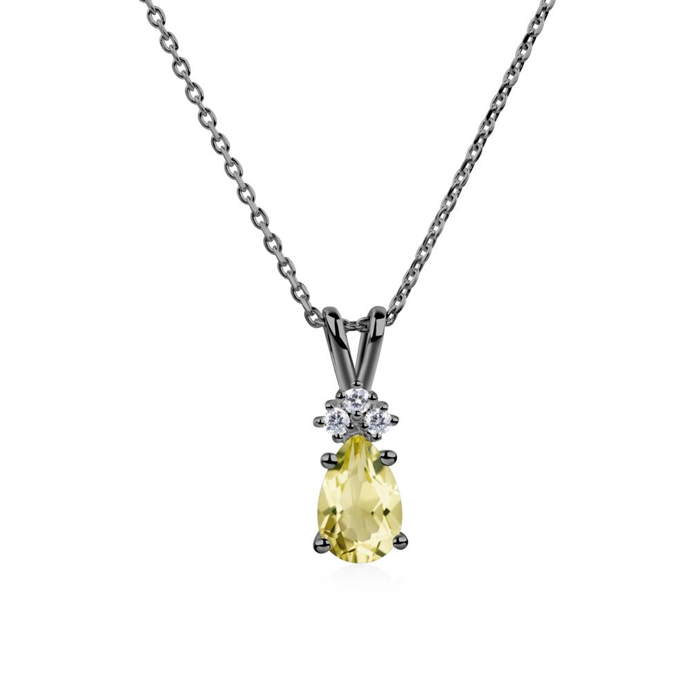 Pear Shaped Lemon Quartz Necklace - LUO Jewelry #metal_black finish sterling silver