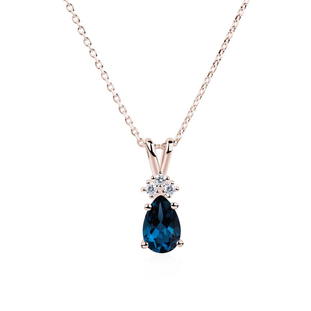 Pear Shaped London Blue Topaz Necklace - LUO Jewelry #metal_14k rose gold