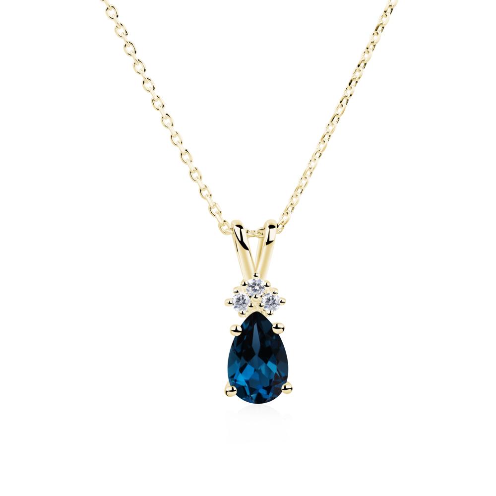 Pear Shaped London Blue Topaz Necklace - LUO Jewelry #metal_18k yellow gold