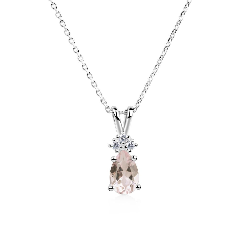 Pear Shaped Morganite Necklace - LUO Jewelry #metal_14k white gold