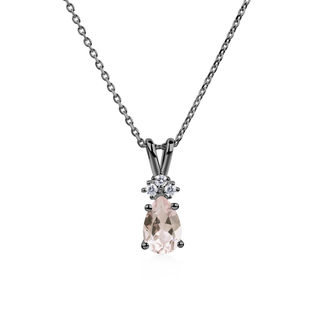 Pear Shaped Morganite Necklace - LUO Jewelry #metal_black finish sterling silver