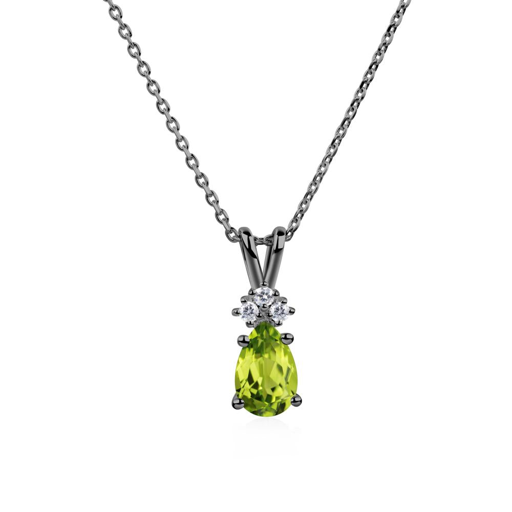 Pear Shaped Peridot Necklace - LUO Jewelry #metal_black finish sterling silver