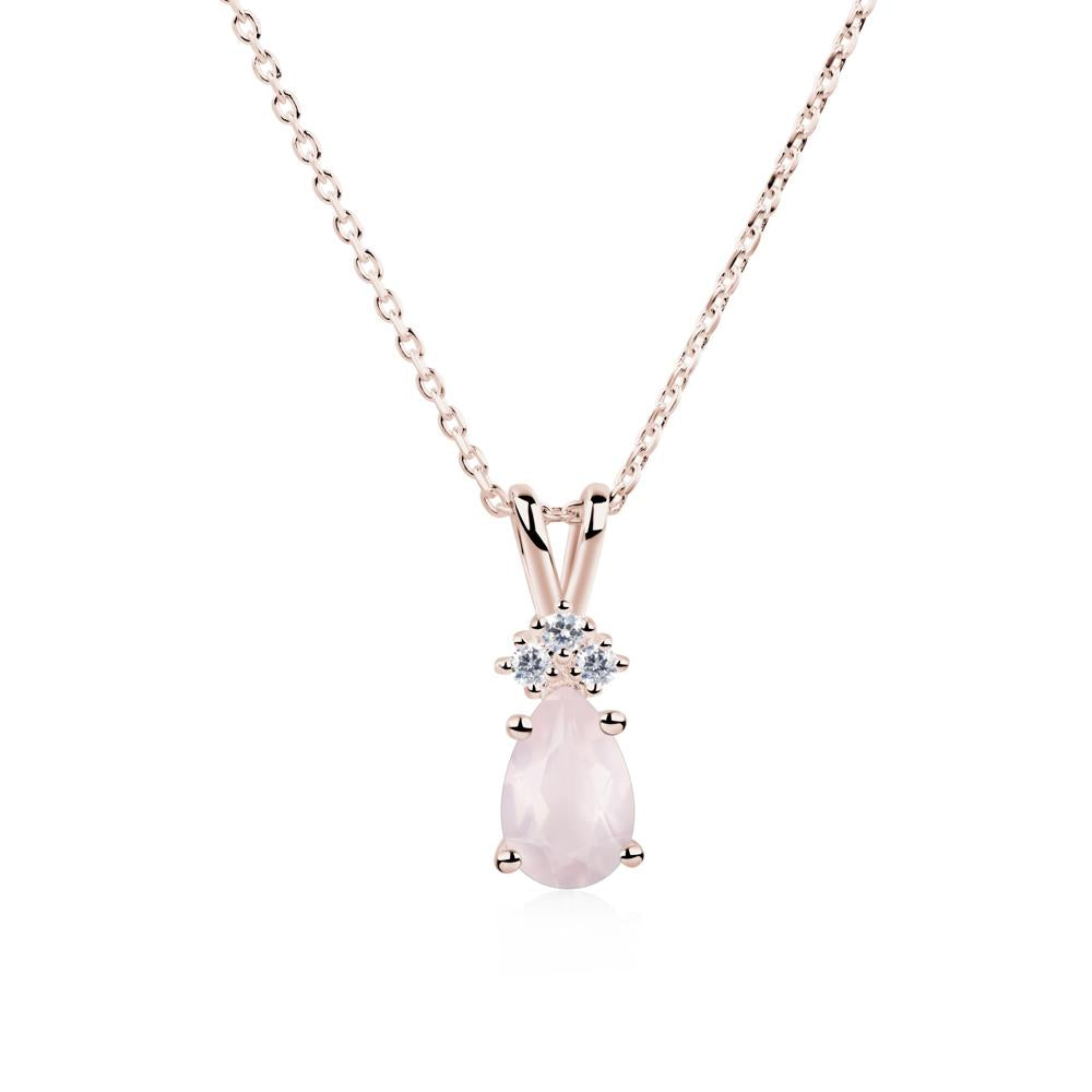 Pear Shaped Rose Quartz Necklace - LUO Jewelry #metal_14k rose gold