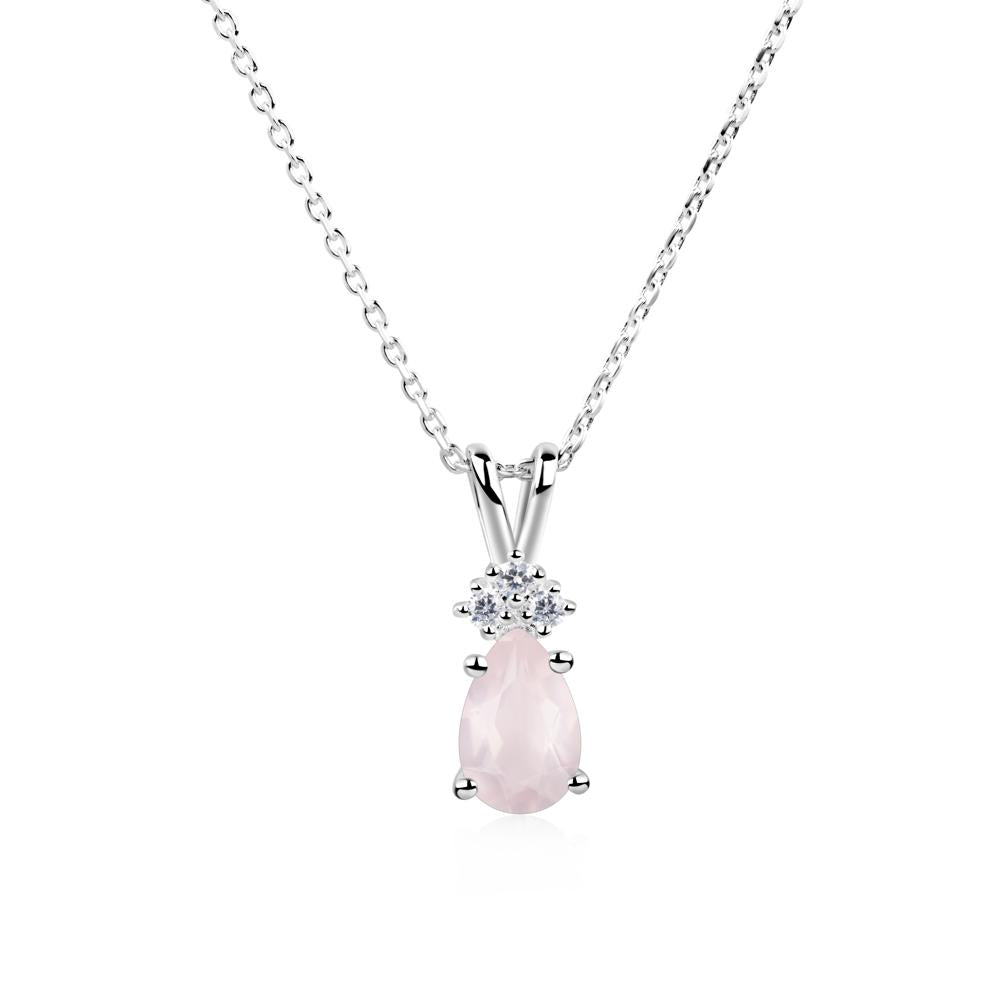 Pear Shaped Rose Quartz Necklace - LUO Jewelry #metal_14k white gold